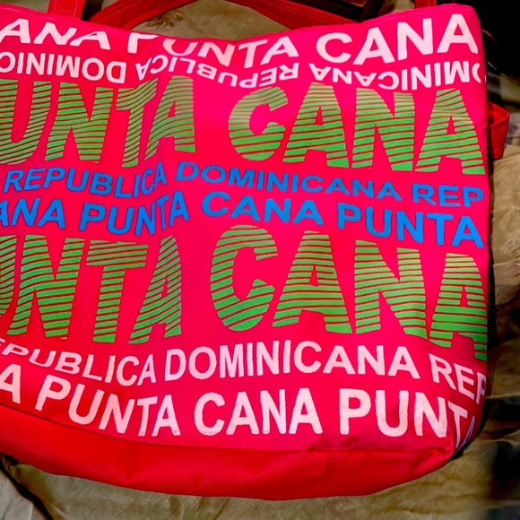 Punta Cana tote bag.  Pink and white.  Large size - Picture 1 of 5